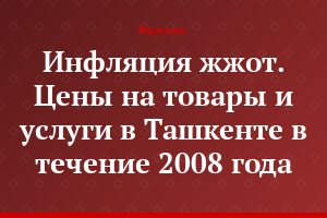 Инфляция жжот. Цены на товары и услуги в Ташкенте в течение 2008 года
