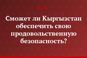 Сможет ли Кыргызстан обеспечить свою продовольственную безопасность?