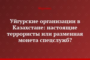 Уйгурские организации в Казахстане: настоящие террористы или разменная монета спецслужб?