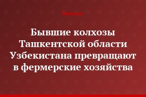 Бывшие колхозы Ташкентской области Узбекистана превращают в фермерские хозяйства