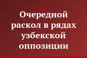 Очередной раскол в рядах узбекской оппозиции