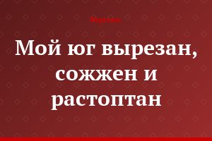 Мой юг вырезан, сожжен и растоптан