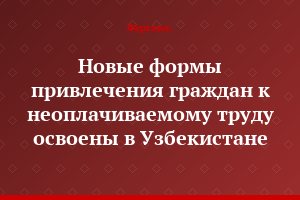 Новые формы привлечения граждан к неоплачиваемому труду освоены в Узбекистане
