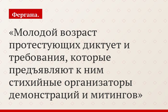 Молодой возраст протестующих диктует и требования, которые предъявляют к ним стихийные организаторы демонстраций и митингов