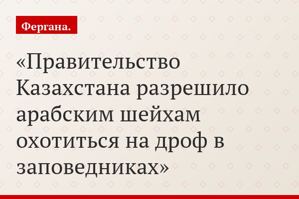 Правительство Казахстана разрешило арабским шейхам охотиться на дроф в заповедниках
