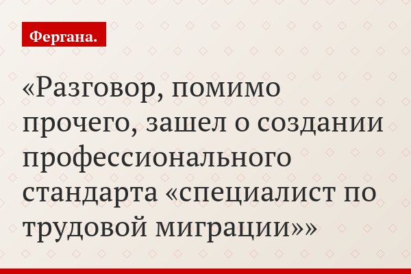 Разговор, помимо прочего, зашел о создании профессионального стандарта «специалист по трудовой миграции»