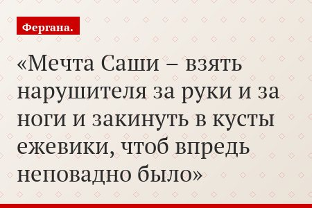Мечта Саши – взять нарушителя за руки и за ноги и закинуть в кусты ежевики, чтоб впредь неповадно было