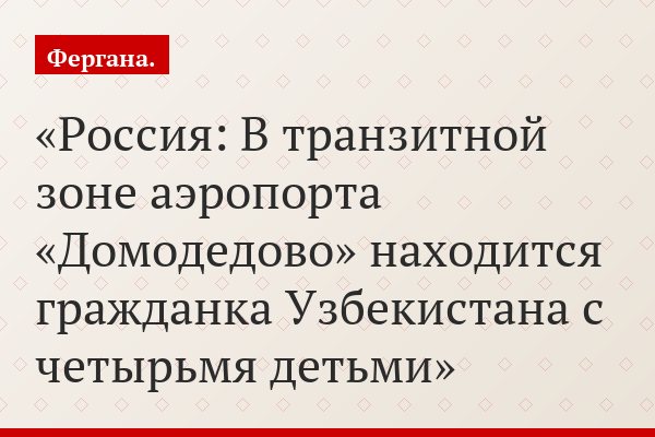 Россия: В транзитной зоне аэропорта «Домодедово» находится гражданка Узбекистана с четырьмя детьми