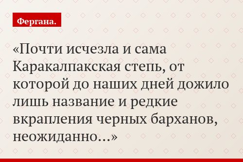 Почти исчезла и сама Каракалпакская степь, от которой до наших дней дожило лишь название и редкие вкрапления черных барханов, неожиданно…