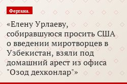 Елену Урлаеву, собиравшуюся просить США о введении миротворцев в Узбекистан, взяли под домашний арест из офиса "Озод дехконлар"