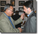 Bakytbek Yusupov, Plenipotentiary Representative of the Foreign Ministry for the Southern Region of the Republic of Kyrgyzstan, congratulates Ferghana.Ru Chief Editor Daniil Kislov