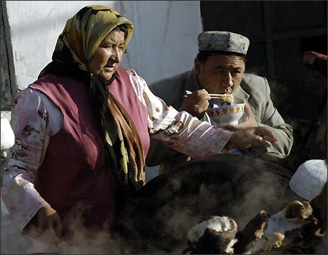Taking meals in Kashgar