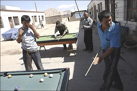 Drivers playing pool