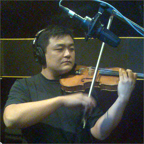 Sean Kao is recording his audio CD in Bishkek, September 2008, Photo by the author