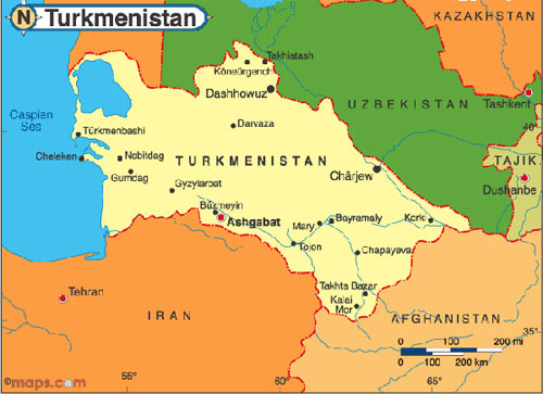 Карта Туркменистана