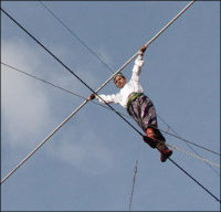 High up on a tightrope… and only sky is above