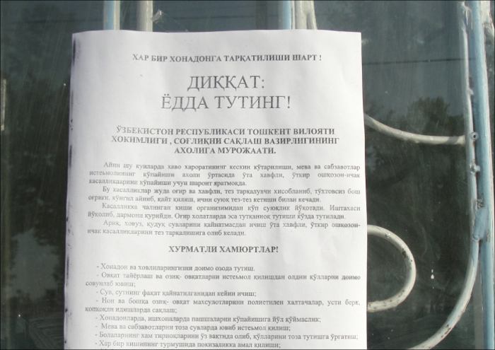 На всех кафе и магазинах Янгиюля